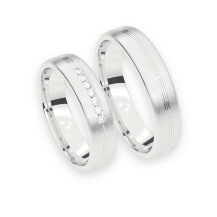 Set trouwringen 18kt witgoud