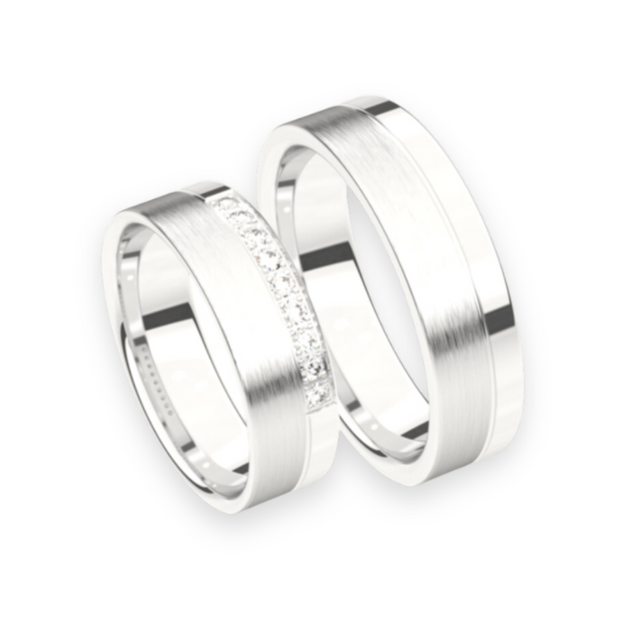 Set trouwringen 18kt witgoud
