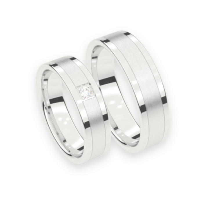 Set trouwringen 18kt witgoud
