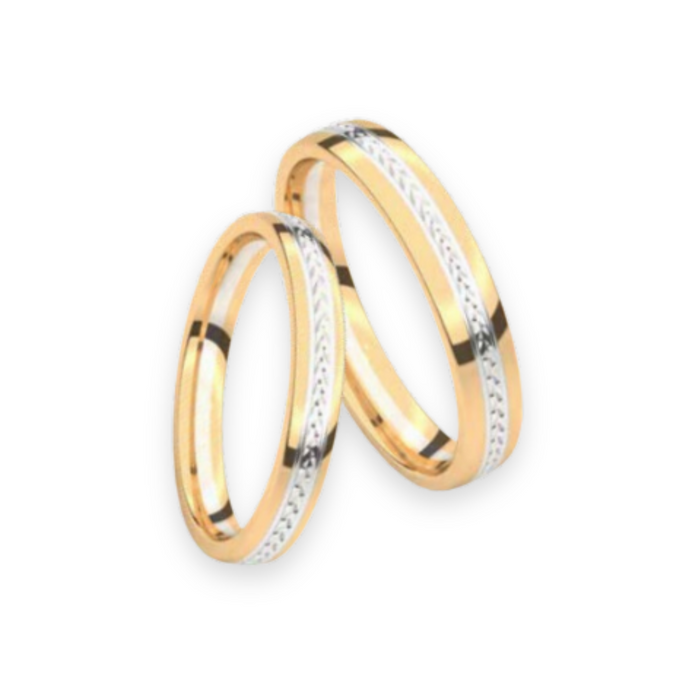 Set trouwringen 18kt geel/wit goud