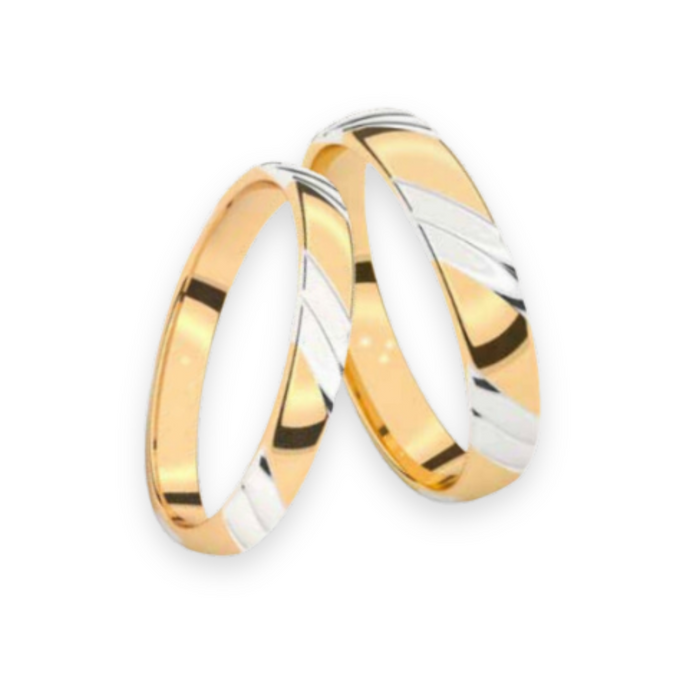 Set trouwringen 18kt geel/wit goud