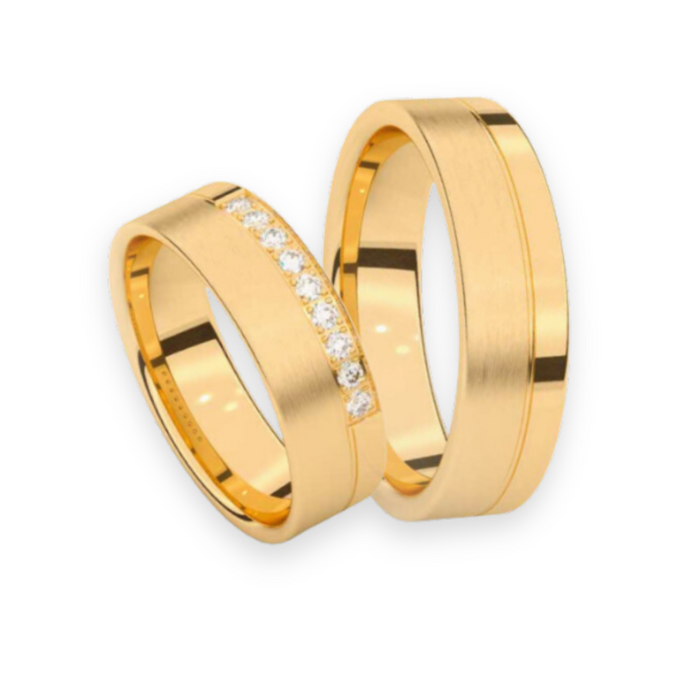 Set trouwringen 18k geelgoud